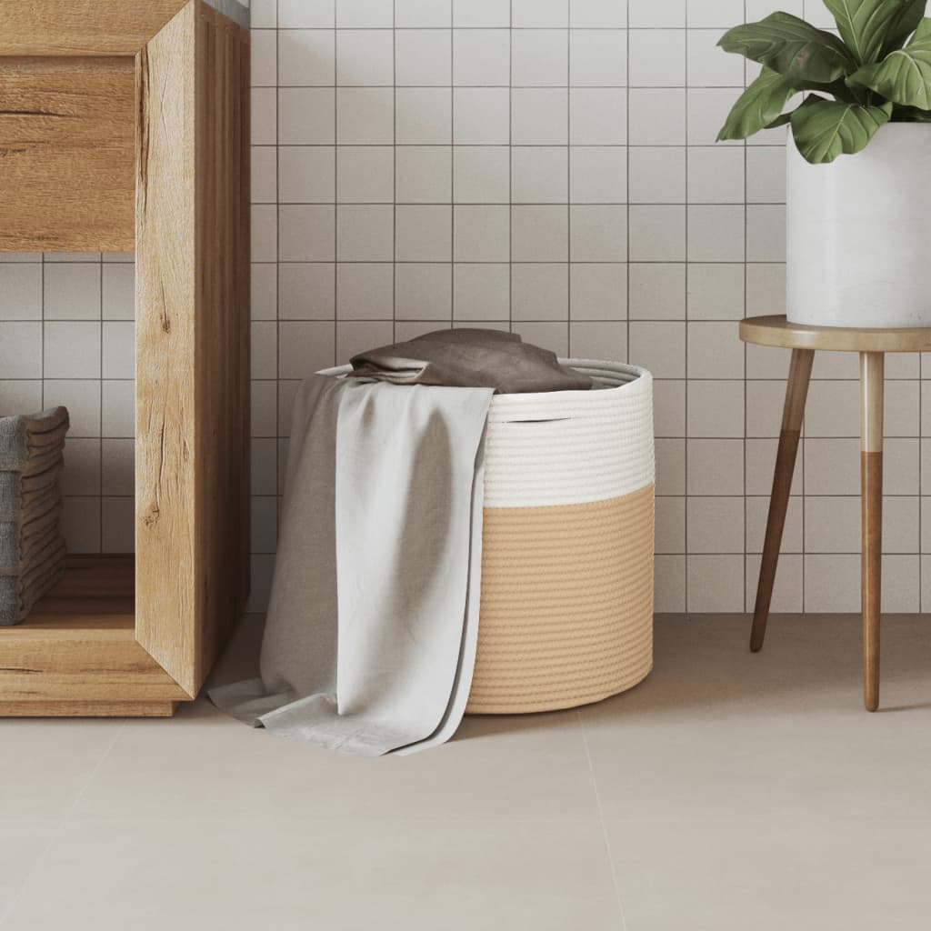 Vidaxx Aufbewahrungskorb ø 40x35 cm Baumwolle Beige und Weiß