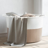 Vidaxl Waschkorb Ø 55 x 36 cm Baumwollbraun und Weiß