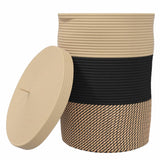 Vidaxx Aufbewahrungskorb mit Deckel ø 37x50 cm Baumwolle schwarz und beige