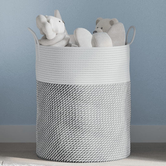Vidaxx Aufbewahrungskorb ø 38x46 cm Baumwolle grau und weiß