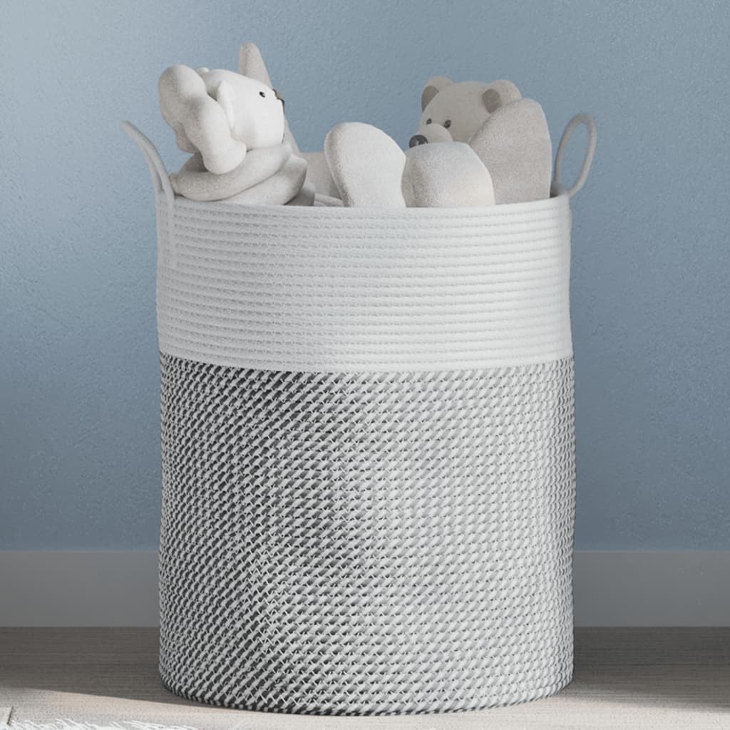 Vidaxx Aufbewahrungskorb ø 38x46 cm Baumwolle grau und weiß