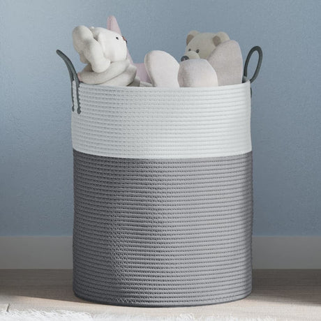 Vidaxx Aufbewahrungskorb ø 38x46 cm Baumwolle grau und weiß