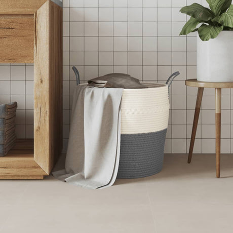 Vidaxx Aufbewahrungskorb ø 43x38 cm Baumwolle grau und weiß