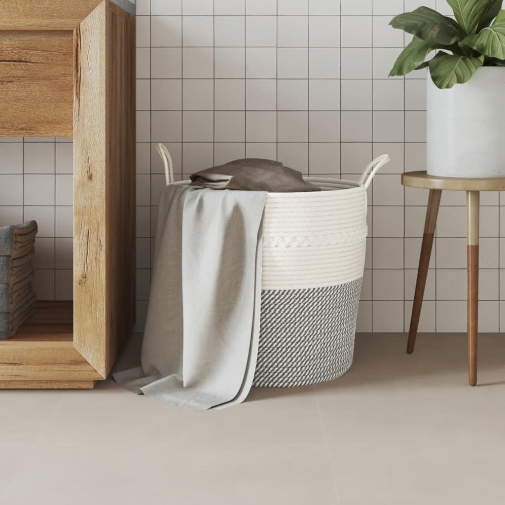 Vidaxx Aufbewahrungskorb ø 43x38 cm Baumwolle grau und weiß