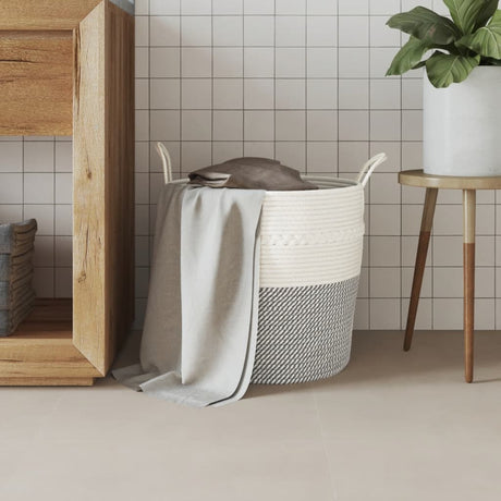 Vidaxx Aufbewahrungskorb ø 43x38 cm Baumwolle grau und weiß