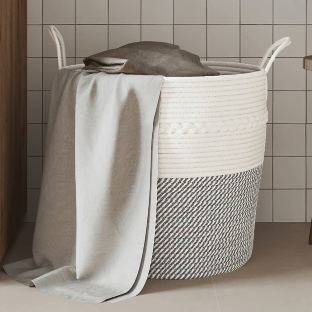 Vidaxx Aufbewahrungskorb ø 43x38 cm Baumwolle grau und weiß