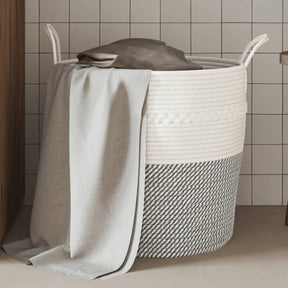 Vidaxx Aufbewahrungskorb ø 43x38 cm Baumwolle grau und weiß