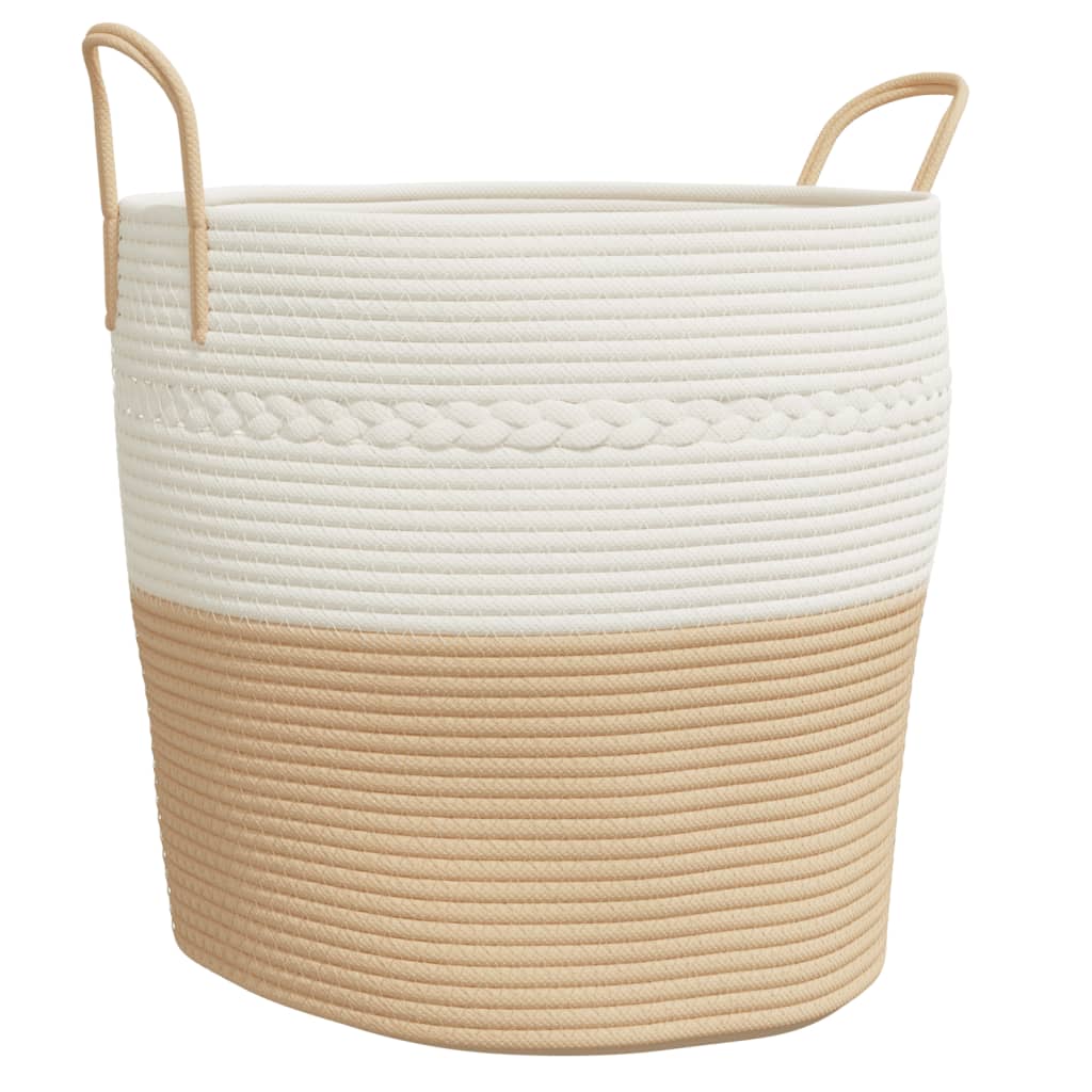 Vidaxx Aufbewahrungskorb ø 43x38 cm Baumwolle Beige und Weiß