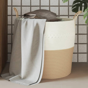 Vidaxx Aufbewahrungskorb ø 43x38 cm Baumwolle Beige und Weiß