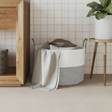 Vidaxx Aufbewahrungskorb ø 51x33 cm Baumwolle grau und weiß