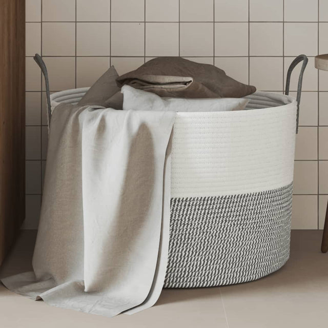 Vidaxx Aufbewahrungskorb ø 51x33 cm Baumwolle grau und weiß