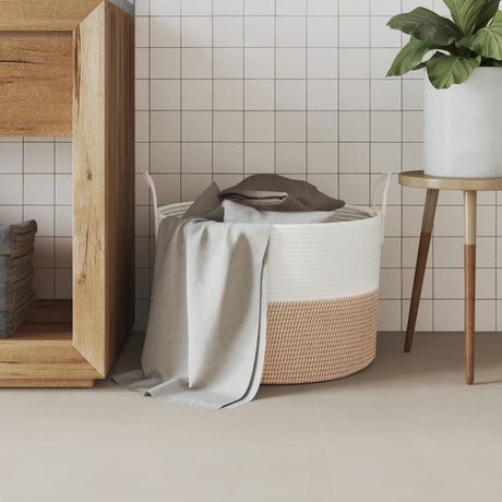 Vidaxx Aufbewahrungskorb ø 51x33 cm Baumwolle braun und weiß