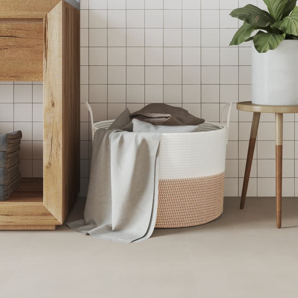 Vidaxx Aufbewahrungskorb ø 51x33 cm Baumwolle braun und weiß