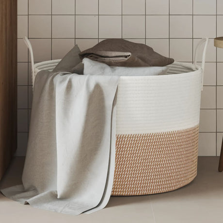 Vidaxx Aufbewahrungskorb ø 51x33 cm Baumwolle braun und weiß