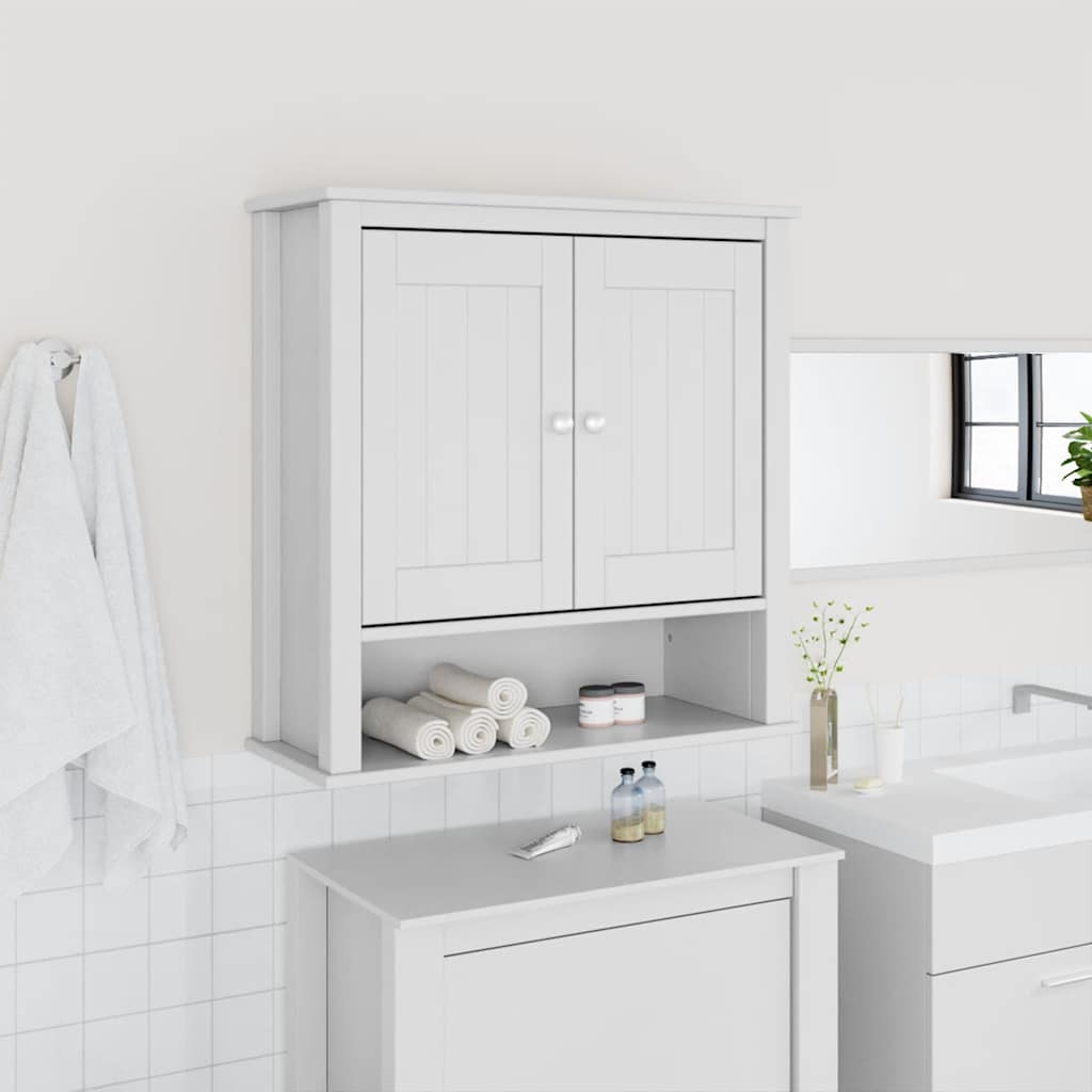 Vidaxl badkamerkast berg 69,5x27x71,5 cm massief grenenhout wit