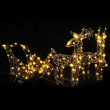 VidaXL Weihnachtsdekoration Rentier und Schlitten 160 LEDs Rattan warmweiß