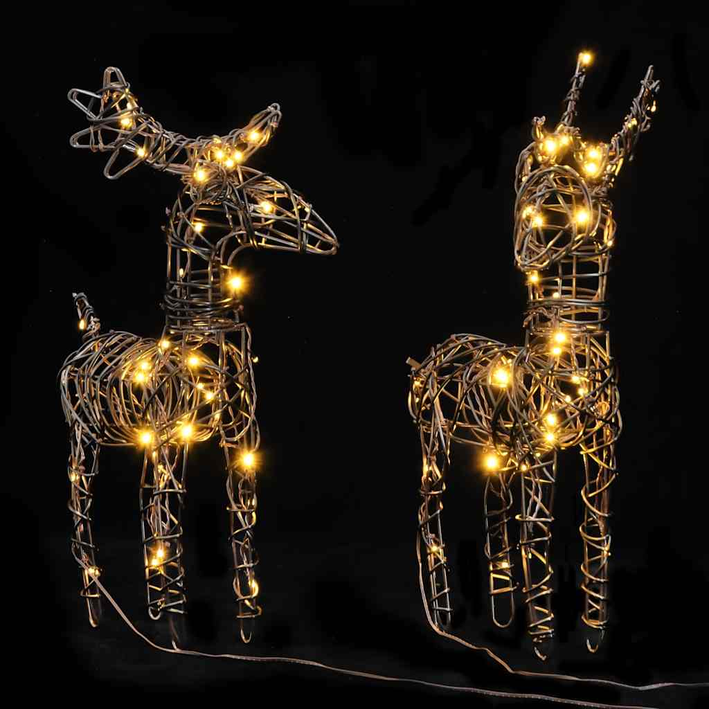 VidaXL Weihnachtsdekoration Rentier 2 Stk. 80 LEDs Rattan warmweiß