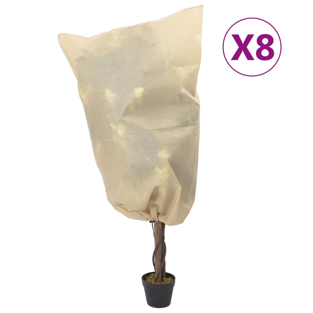 VidaXL Pflanzenabdeckungen mit Kordelzug 8 Stück 70 g m² 0,8x0,8 m