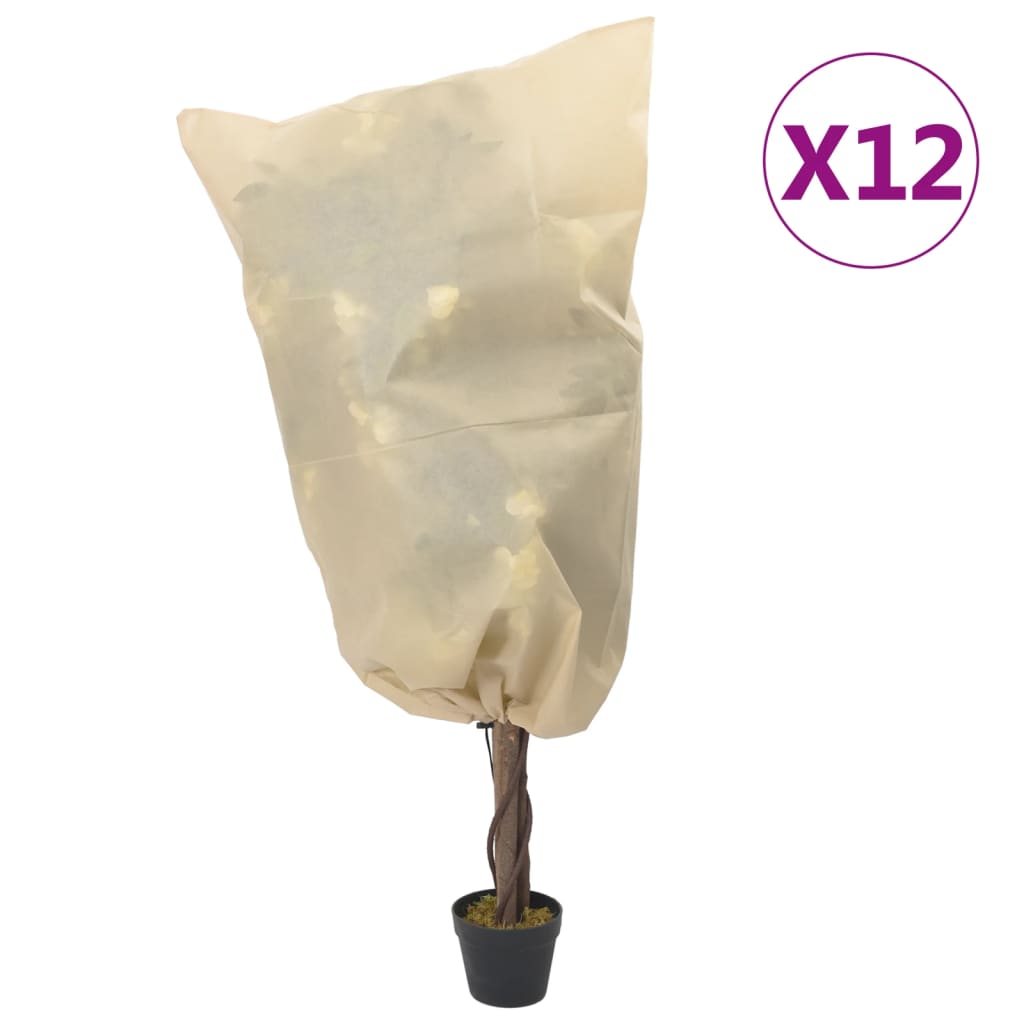 VidaXL Pflanzenabdeckungen mit Kordelzug 12 Stück 70 g m² 0,8x1,2 m