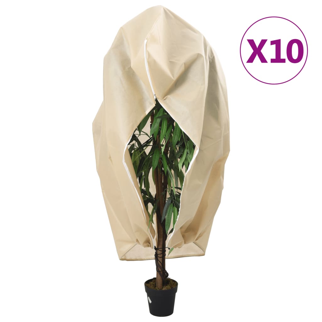 VidaXL Pflanzenabdeckungen mit Reißverschluss 10 Stück 70 g m² 1x1,55 m