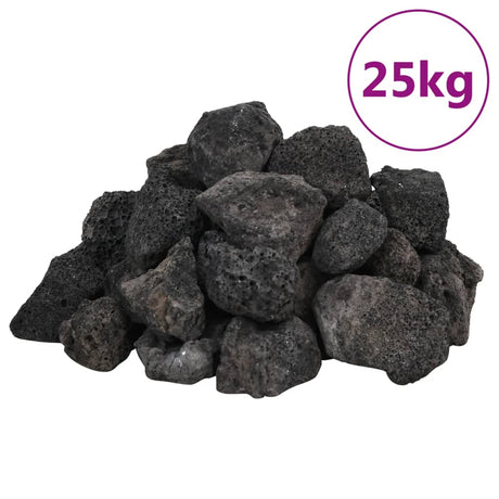 VidaXL Lavasteine 25 kg 3-5 cm Schwarz