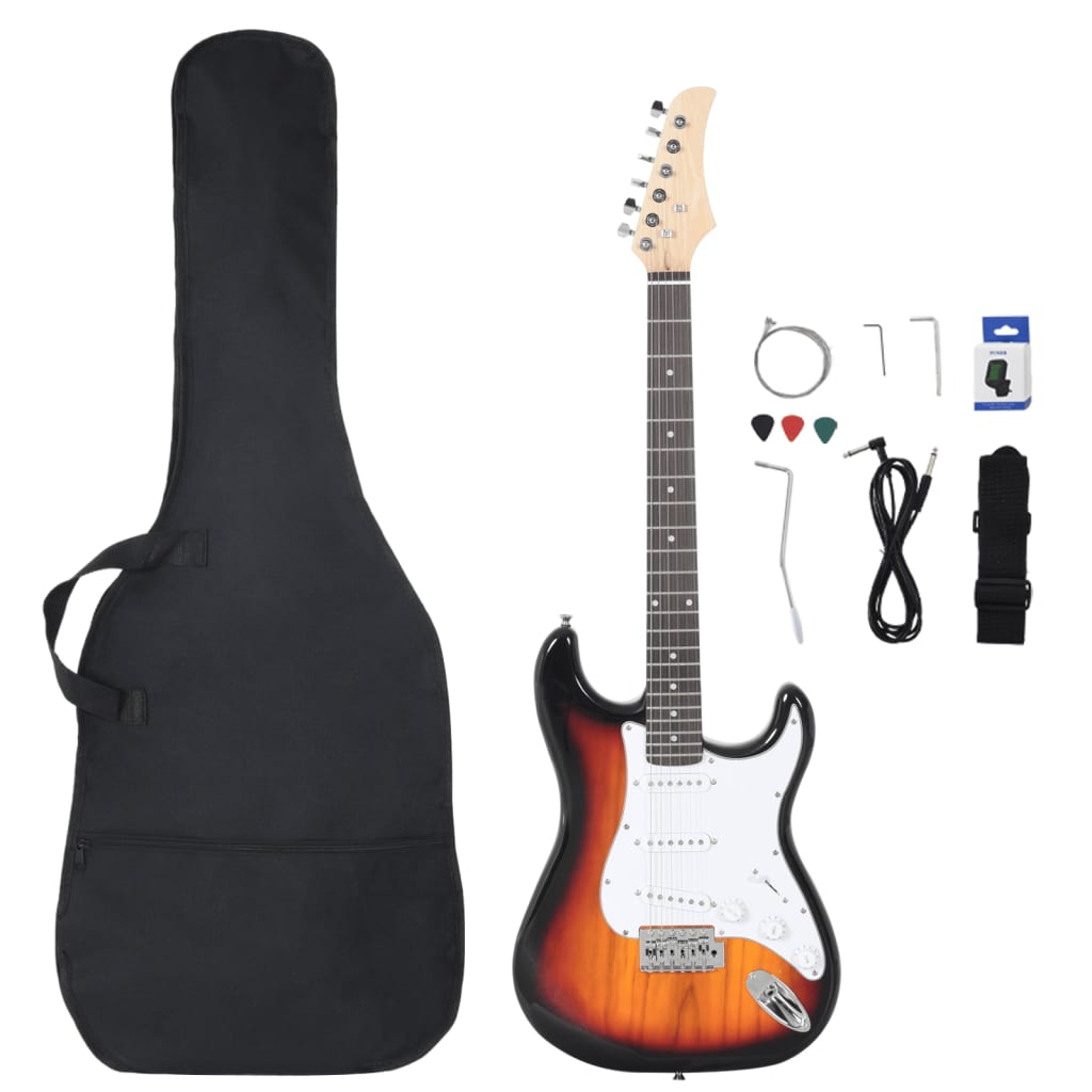 Vidaxl Gitarre für Einsteiger elektrisch mit Tasche 4 4 ​​39 braun und weiß