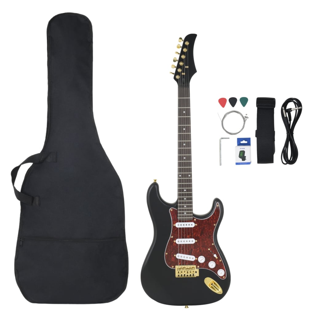 Vidaxl Gitarre für Einsteiger elektrisch mit Tasche 4 4 ​​39 Schwarz und Gold