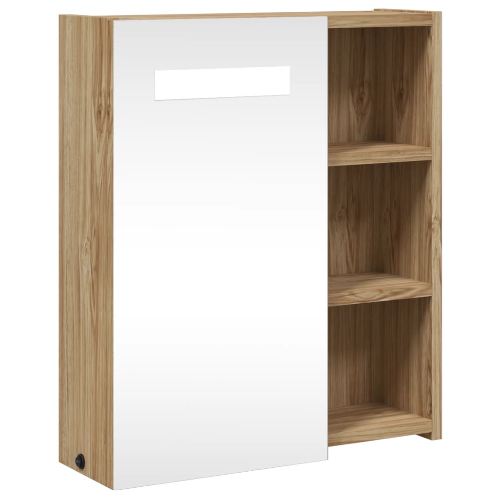 Vidaxl badkamerkast met spiegel en led 45x13x52 cm eikenkleurig