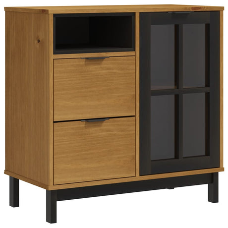 Vidaxl dressoir met glazen deuren flam 80x40x80 cm massief grenenhout