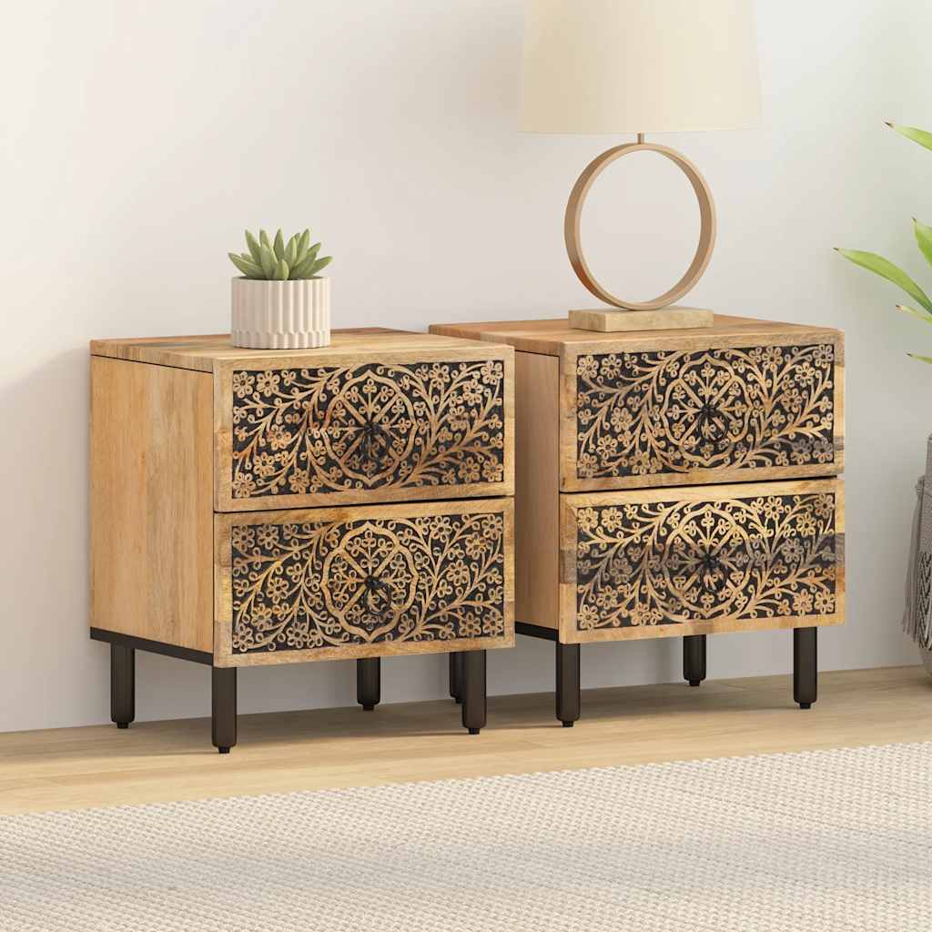 Vidaxl nachtkastjes 2 st 40x33x46 cm massief mangohout