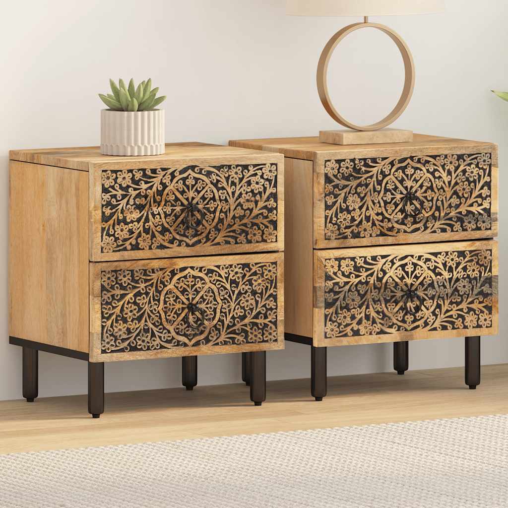 Vidaxl nachtkastjes 2 st 40x33x46 cm massief mangohout