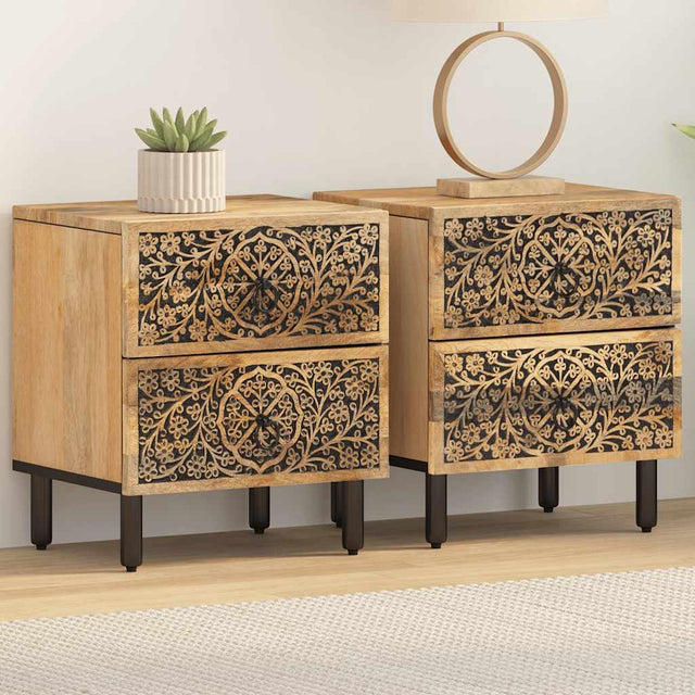 Vidaxl nachtkastjes 2 st 40x33x46 cm massief mangohout