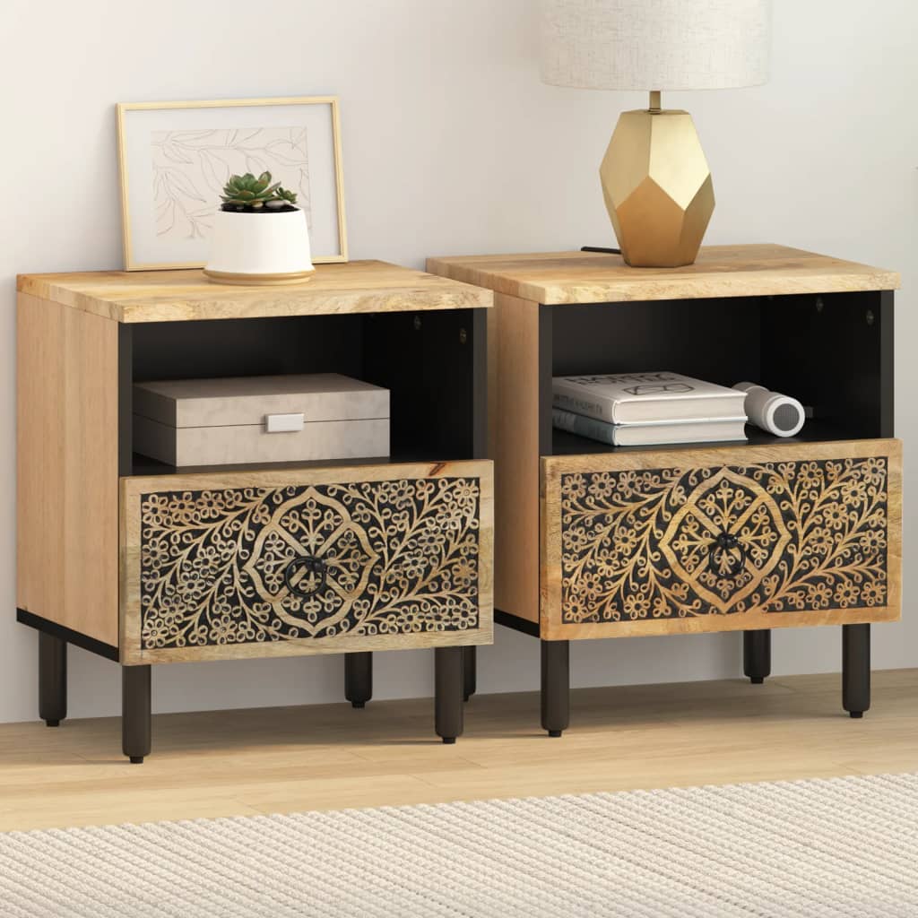 Vidaxl nachtkastjes 2 st 40x33x46 cm massief mangohout
