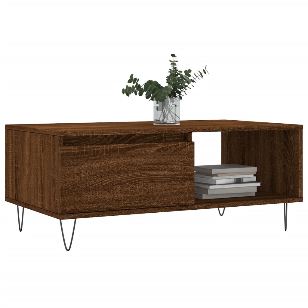 Vidaxl salontafel 90x50x36,5 cm bewerkt hout bruin eikenkleur