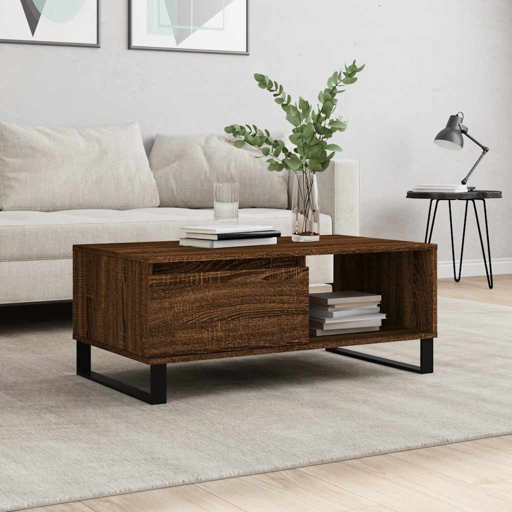 Vidaxl salontafel 90x50x36,5 cm bewerkt hout bruin eikenkleur