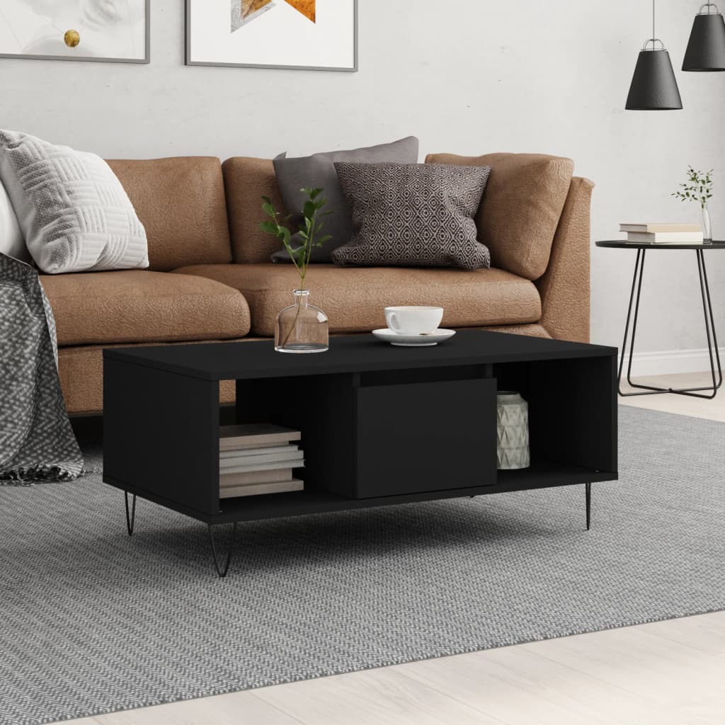 Vidaxl salontafel 90x50x36,5 cm bewerkt hout zwart