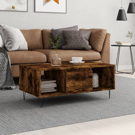 Vidaxl salontafel 90x50x36,5 cm bewerkt hout gerookt eikenkleurig
