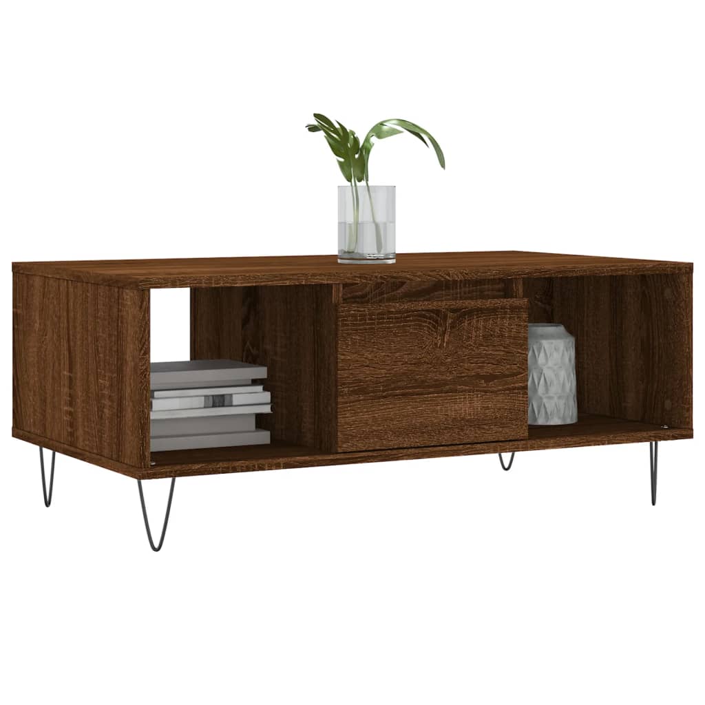 Vidaxl salontafel 90x50x36,5 cm bewerkt hout bruin eikenkleur