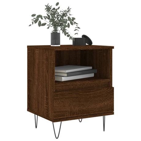 Vidaxl nachtkastje 40x35x50 cm bewerkt hout bruin eikenkleur