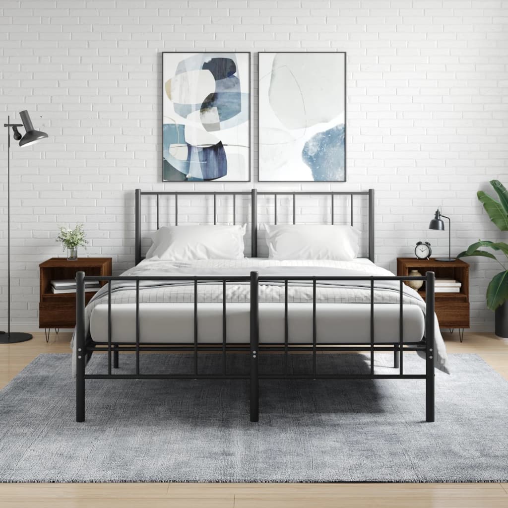 Vidaxl nachtkastjes 2 st 40x35x50 cm bewerkt hout bruin eikenkleur