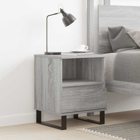 Vidaxl nachtkastje 40x35x50 cm bewerkt hout grijs sonoma eikenkleurig