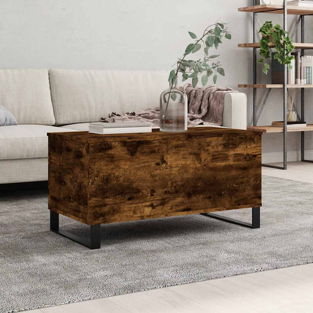 Vidaxl salontafel 90x44,5x45 cm bewerkt hout gerookt eikenkleurig