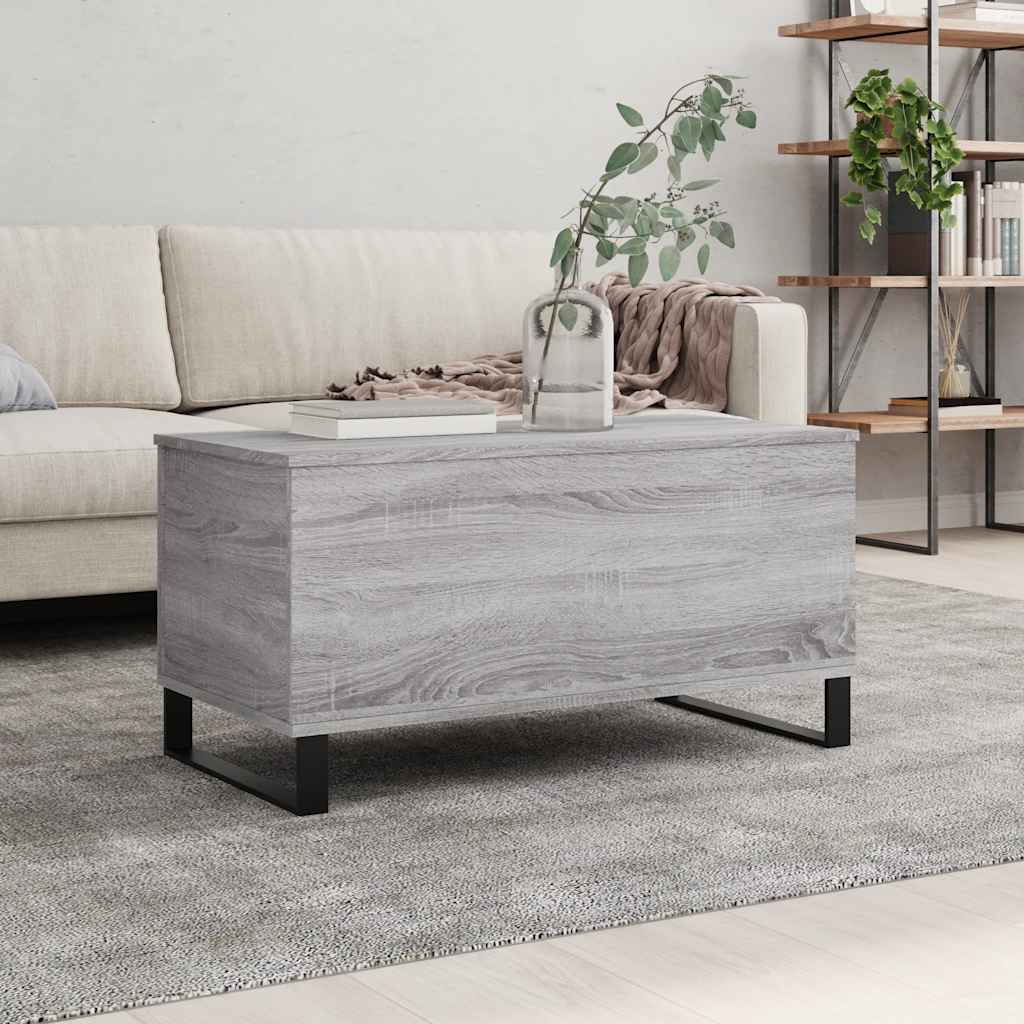 Vidaxl salontafel 90x44,5x45 cm bewerkt hout grijs sonoma eikenkleurig