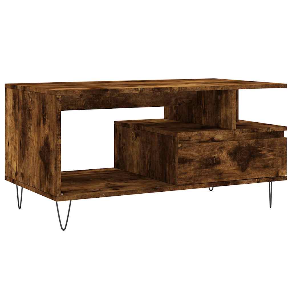 Vidaxl salontafel 90x49x45 cm bewerkt hout gerookt eikenkleurig