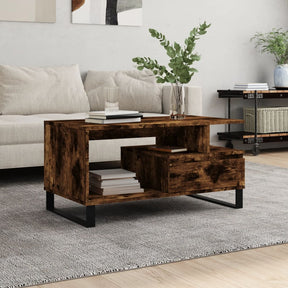 Vidaxl salontafel 90x49x45 cm bewerkt hout gerookt eikenkleurig
