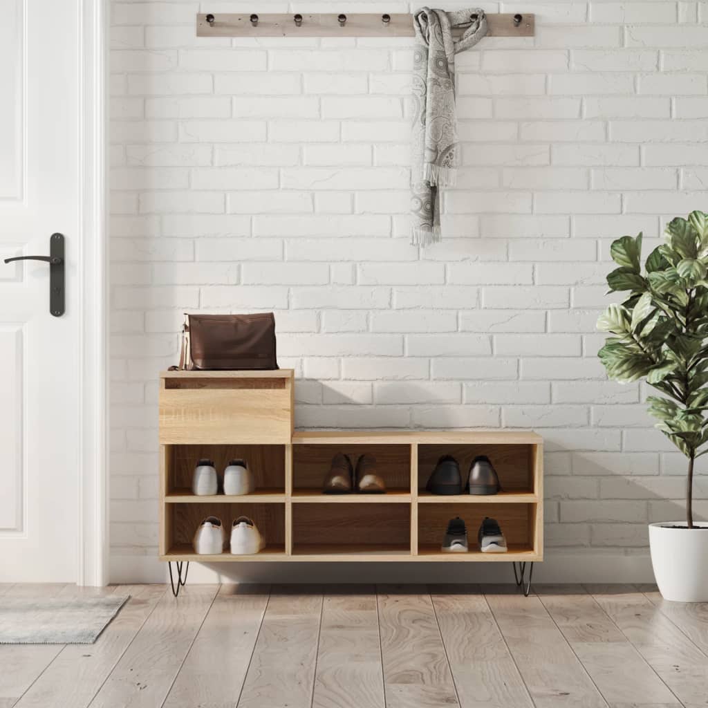 VidaXL Schuhschrank 102x36x60 cm Holzwerkstoff Sonoma-Eiche