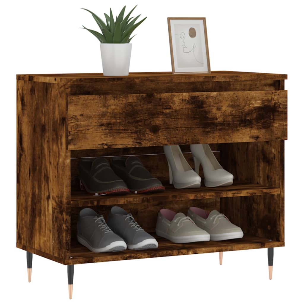 VidaXL Schuhschrank 70x36x60 cm Holzwerkstoff, geräucherte Eiche