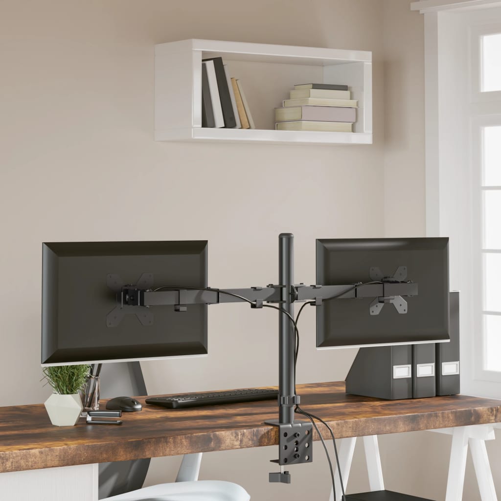 Vidaxl Monitorständer doppelt VESA 75 100 mm Stahl schwarz