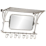 VidaXL Gepäckträger mit Kleiderbügeln und Spiegelwandmontage aus Aluminium