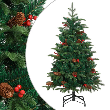 Vidaxl künstlicher Weihnachtsbaum mit Scharnieren, Tannenzapfen und Beeren, 150 cm